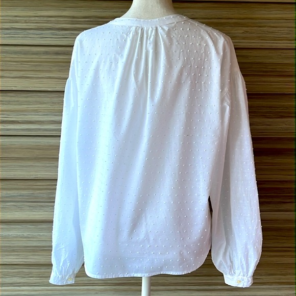Wonderful GAP Dotted Swiss White, V Neck, Long Sleeved Blouse - Size 8 - Picture 2 of 5